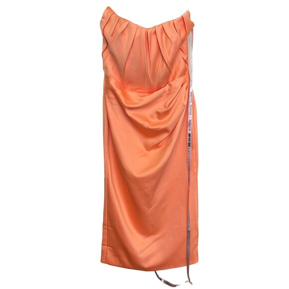 House of CB Midi Dress Corset Orange Strapless Ruched Sexy Sz Large NWT - Picture 5 of 11